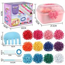 1 Set Rubber Band Bracelet Kit,Bracelet Making Kit With 1200+ Rainbow Elastic Cloth Loom Bands In 12 Colors,Weaving Loom Bracelets Kits With Organizer Case,DIY Crafts & Personalized Gifts,Birthday Gift For DIY Beginners - Multicolor - View 8