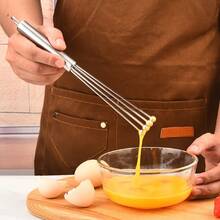 1pc Stainless Steel Ball Whisk - 10 & 12 Inch Handheld Bead Egg Cream Whisk For Cooking & Baking - Restaurant & Home Kitchen Mixing Tools - Dishwasher Durable Manual Egg Beater - Silver - View 2