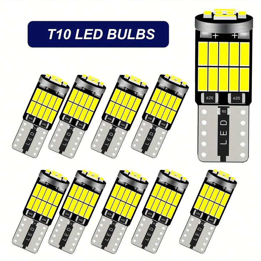 10pcs T10 C5W LED Bulbs, Signal Lights, 194/168 LED Bulbs, Suitable For Car Instrument Panel, Roof Reading Lights, License Plate Lights And Parking Lights, 12V, Car Indicator Light Bulbs, LED Car Lights, Automotive LED Bulbs - 10pcs - View 1