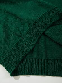 Spring Summer Men's New Casual Loose Minimalist Solid Color Korean Style Basic Versatile Commute Elegant Textured Lazy High Street V-Neck Button Front Short Sleeve Knit Cardigan Jacket - Green - View 8