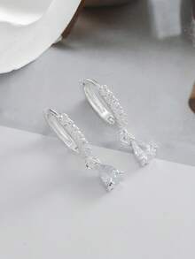Hihho 1 Đơn Giản Hình Giọt Nước Khảm Hạt Tòn Ten Bông Tai, Phụ Kiện Thời Trang Cho Ngày Tặng Quà - Bạc - Xem 8