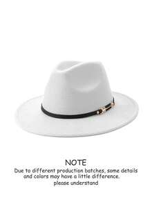 1pc Unisex Autumn/Winter Wide Brim Wool Felt Hat, Elegant Leather Belt Decor Personalized Casual Fashion Cowboy Hat, Suitable For Party, Gathering, Western Themed Events, Daily Wear - MZ1148 - View 7