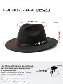 1pc Unisex Autumn/Winter Wide Brim Wool Felt Hat, Elegant Leather Belt Decor Personalized Casual Fashion Cowboy Hat, Suitable For Party, Gathering, Western Themed Events, Daily Wear - MZ1148 - View 2