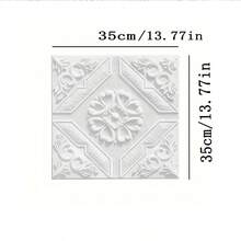 【优雅3D瓷砖】20/50片装3D花卉天花板瓷砖，自粘防水墙贴，13.78x13.78英寸，适用于浴室和卧室装饰，优雅白色设计，天花板贴纸，优雅墙贴，自粘装修贴纸，浴室墙贴 - 彩色 - 查看 4