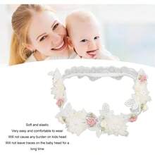 Diadema de Bautizo Niña Blanca Flor Bautizo Diademas Exquisita Artesania Elastico Suave Encaje bebe Niña  Diademas para Bautizos de bebe y Bautizos Tipo CConveniente y duradero,Los favoritos de los niños - Multicolor - Ver 8