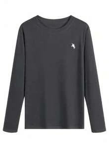 3pcs Men's Casual Versatile Simple Printed Crew Neck Long Sleeve T-Shirt Set, Spring/Autumn - Multicolor - View 5