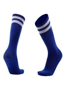 1 Pair Children's Knee-High Striped Sports Socks, Professional Long Soccer Socks, Made Of Polyester Knit Fabric, Suitable For Outdoor Sports And Daily Wear For 3-12 Years Old Kids - Multicolor - View 29