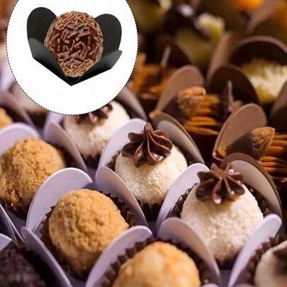 50pcs Multi-Purpose Chocolate Cups, Chocolate Paper Truffle Packaging Paper, Chocolate Cup Liners, Candy Cups Dessert Cups, Paper Folding Trays, Paper Mats, Creative Chocolate Cup Holder Cards, Suitable For Chocolate, Muffins, Cupcakes Or Mini Snacks, Decorative Use, Suitable For Weddings, Birthdays, Parties, Holidays, Anniversaries
