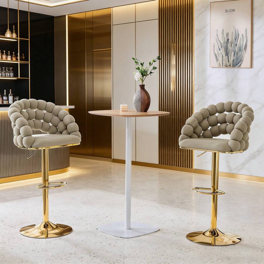 Barstools - Gray + Metal + Velvet + Metal - View 1