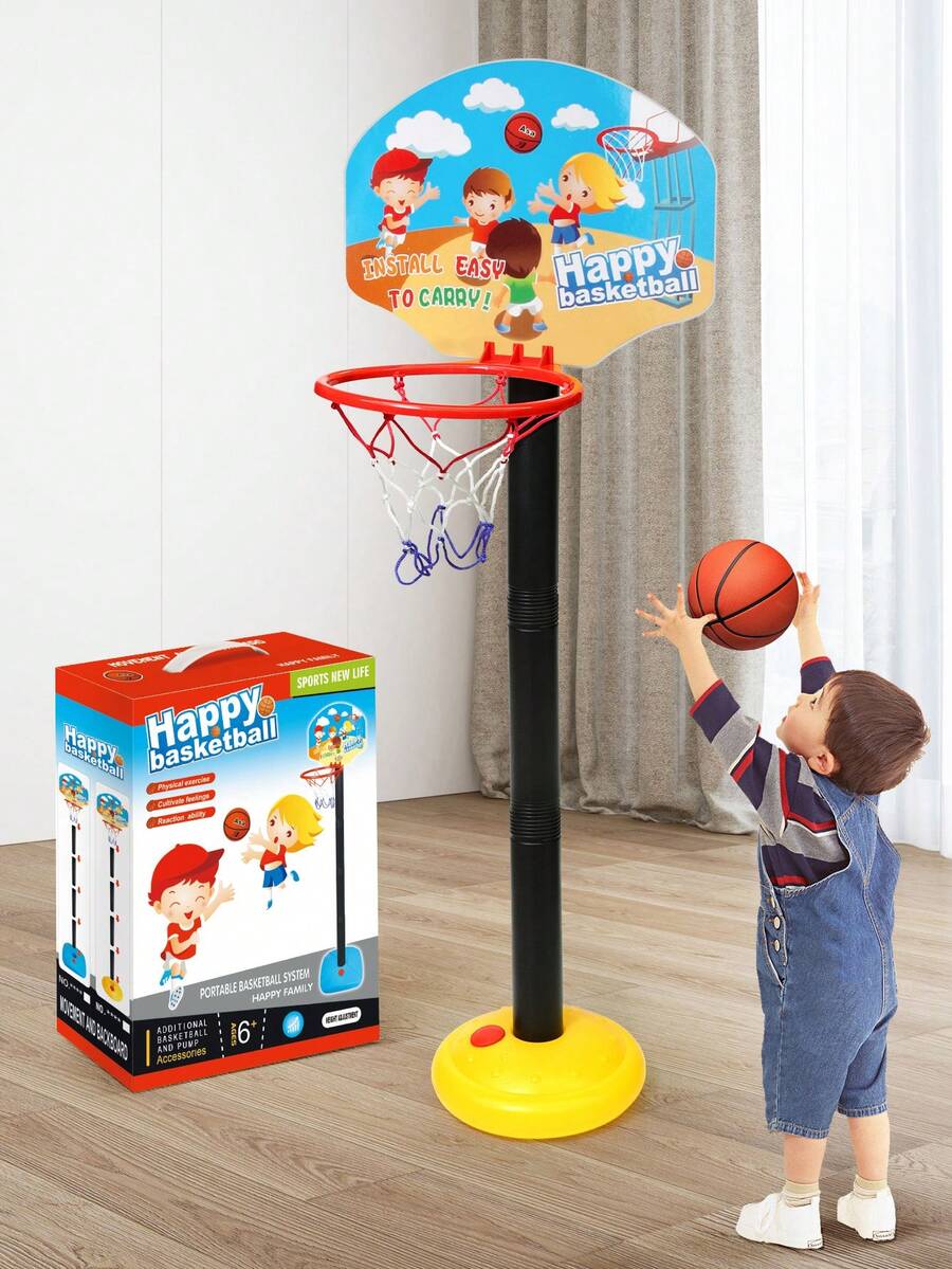 1 pieza Aro de baloncesto ajustable en altura para interior/exterior, juguete de aro de baloncesto mini, juego de patio trasero, adecuado para niños y niñas de 3 a 8 años - Multicolor - Ver 1