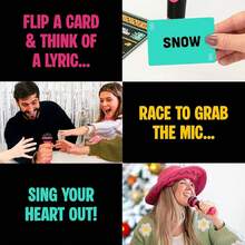 Lucky Official Grab Mic – Family Karaoke Board Game/Foam Mic, 8+ Ages, 2-10 Players - Games Bad Singers/ 250 Lyrics (125 Cards) (Second Edition) - 第一版 - 查看 6