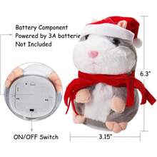 Eocolz Hámster parlante Repite lo Que Dices, Mimicry Mascota Peluche Amigo electrónico Juguete Interactivo Divertido niños Juguetes de Peluche niños Aprendizaje temprano Regalo para niñas y niños - Gris - Ver 6