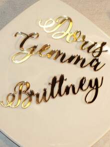 Customized Acrylic Name Plates | Personalized Wedding Table Decor | Customizable Acrylic Guest Name Cards | Elegant And Durable Acrylic Name Plates, Suitable For Wedding Receptions, Birthday Parties, Anniversaries, Baby Showers, Engagements, Graduations, Dinners | Modern And Stylish Table Decor, Suitable For Restaurants, Banquets, And Other Occasions - Gold - View 5