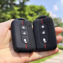 适用于日产逍客 J10 骐达 Micra 奇骏 NV200 Navara Pathfinder Juke 的蜂窝图案钥匙套/钥匙扣/汽车配件 - 黑色 - 查看 2