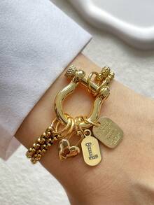 这款STYLEVER单字母金手链，搭配五角星链和不锈钢链，适合工作、日常生活、派对、宴会和舞会等场合佩戴。它是一款独特而奢华的女士项链。 - 金黃色 - 查看 23