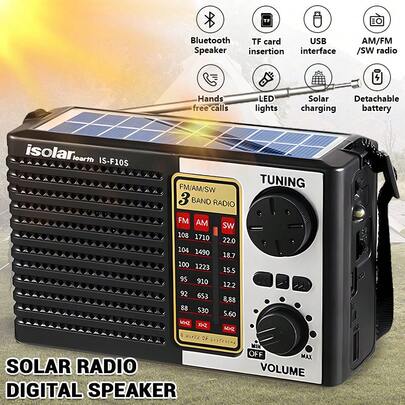 Solar Powered Adventure Radio MP3 Player - High-Quality Digital Sound, FM/AM & Shortwave Reception, Rechargeable, Ultra-Portable Design