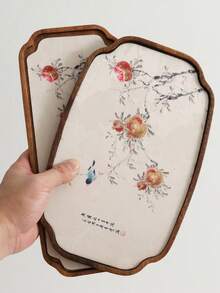 1 صينية خشبية مستطيلة، قاعدة زجاجة الغسول بحجم 11.8 بوصة مع حصيرة، صينية لسطح الحوض. مناسبة لإكسسوارات الحمام والديكور.