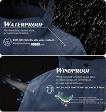 Men's Ski Jacket Winter Waterproof Snow Jacket Wool Lined Warm Heavy Parka With Hood - màu nâu - Xem 2