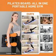 Hodeffior Pilates Reformer Machine Foldable Pilates Board With Ab Roller, Resistance Bands For Full Body Workout - Multifunctional Push-Up Board For Home, Gym & Travel - Black - View 5