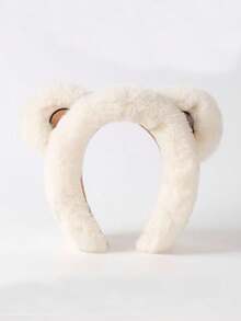 1pc Children's Outdoor Warm Cute Bear Plush Earmuffs, Autumn/Winter - A - View 7