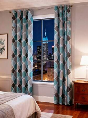 2 Peças Cortinas de Luxo Minimalistas com Padrão de Diamante - Padrão de Impressão de Diamante, Cortinas com Ilhós de Filtragem de Luz 100% Poliéster, Adequadas para Sala de Estar e Quarto, Lavar à Mão Apenas, Sem Barras Incluídas, Cortinas de Natal para Sala de Estar, Decoração de Férias, Sensação de Luxo, Cortinas Decorativas com Estampa