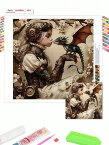 Steampunk Fantasy 5D Diamond Painting Kit With Round Diamonds, Acrylic DIY Embroidery Cross Stitch Arts Craft For Wall Decor, 30x30cm (11.8x11.8 Inch) Diamond Art Set - Home Decor Gift Without Frame