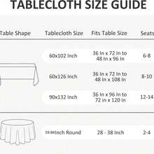 半件装 59.84 英寸圆形桌布，涤纶材质，防污防皱，可水洗，适用于婚礼、生日派对、招待会、宴会，黑色 - 純色 - 查看 3