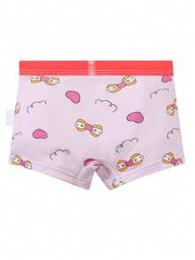 4 件装女童可爱蝴蝶结、宠物图案撞色舒适三角裤，幼儿和小孩内裤 - 彩色 - 查看 9