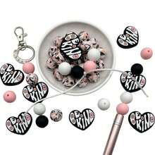 29pcs Valentine's Day Series Mixed Silicone Beads Decorative Beads DIY Handmade Bag Chain, Phone Chain, Bracelet, Necklace, Keychain, Jewelry Beads - Multicolor - View 7