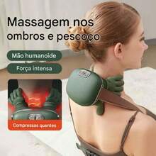 Massageador com Aquecimento Infravermelho, Massagem Realista de Mão Humana, Alças Hands-Free, Tipo-C – Alívio para Pescoço, Ombros, Costas e Pernas - D.K.L - Verde - Visão 4
