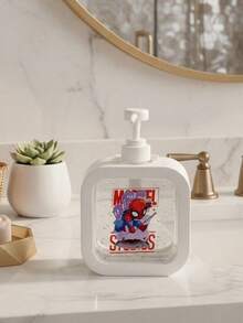 Marvel 1个大容量透明可重复灌装分配瓶，蜘蛛侠图案，适用于洗手液、沐浴露、洗涤剂、润肤露，家居浴室装饰，秋季装饰，返校季装饰 - 彩色 - 查看 8