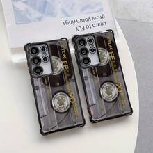 Funda de teléfono de cinta vintage musical para Samsung Galaxy S25 S24 S23 S22 S21 FE Ultra Plus 4G 5G, a prueba de golpes, transparente y suave funda para celular estilo retro música cassette carcasa protectora transparente ideal para amantes de la música como regalo de Navidad navideñas Christmas accesorio de moda para fiestas y conciertos - Mezcla de colores - Ver 3