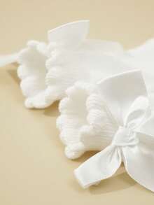 Conjunto de 5 pares de meias brancas com laço decorativo, fofas e simples para recém-nascidos. - Multicolorido - Ver 3