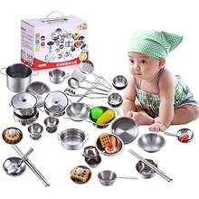 18-Piece Toy Cookware Set For Girls, Stainless Steel Kitchen Utensils - As Pic - View 1