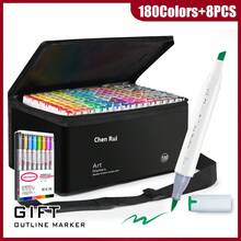 Chen Rui Multicolored Art Markers 48-180 Colors Double Tip Permanent Chisel & Brush Professional Marker Set For Drawing Coloring , First Day Of School - White - View 26
