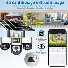 V380 Pro 三镜头太阳能供电 IP 摄像头，15MP 4G SIM 卡，户外防水双向语音监控摄像头，PIR 运动追踪摄像头 - 銀色 - 查看 5