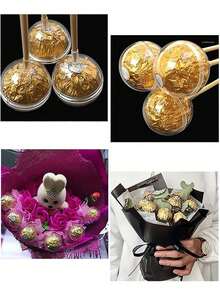 10pcs/Set Chocolate Flower Stand, Transparent Sphere Chocolate Decor Flower Stand For Valentine's Day, Anniversary, Birthday, Wedding, Holiday Gift Packaging - Multicolor - View 8