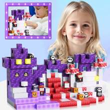 Blocchi da costruzione magnetici, mattoncini puzzle 3D, gioco di impilamento divertente STEM per bambini e bambine, gadget per feste di Ognissanti, giocattoli per dolcetto o scherzetto e regali di Natale - Multicolore - Visualizzare 3
