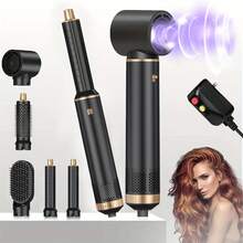 UKLISS 五合一吹风梳，造型器，高速5i吹风快速干发，专业多功能吹风梳，可用于卷发、蓬松、直发等造型 - 黑色 - 查看 9