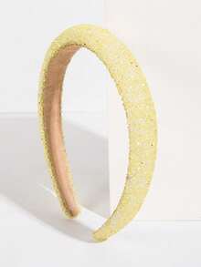 1pc Korean Style Crystal Headband, Pastel Color Series Sponge Hairband, Simple Yet Sweet & Elegant, Party Hair Accessory,Hairband,Hair Hoop Headbands - Light Yellow - View 4