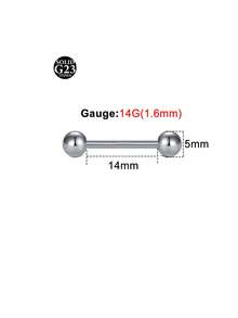 1个14G ASTM F136钛直杆环，适用于乳头/舌头/酒窝/工业穿孔 - 内螺纹，低过敏性，男女皆宜，不含镍，不含铅 - 彩色 - 查看 36