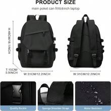 Coowoz School Backpack For Men Women College Bookbag Waterproof Lightweight Black Backpack Mochilas Book Bag Rucksack Casual Daypack School Bag For Boys Girls - 黑色+小號 - 查看 4