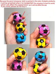 Sacapuntas de lápiz con diseño de balón de fútbol, sacapuntas de lápiz de modelado de dibujos animados, sacapuntas de lápiz de plástico de un solo orificio, sencillo y fácil de usar, herramientas de aprendizaje, sacapuntas de lápiz de arte. - Multicolor - Ver 7