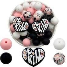 29pcs Valentine's Day Series Mixed Silicone Beads Decorative Beads DIY Handmade Bag Chain, Phone Chain, Bracelet, Necklace, Keychain, Jewelry Beads - Multicolor - View 1