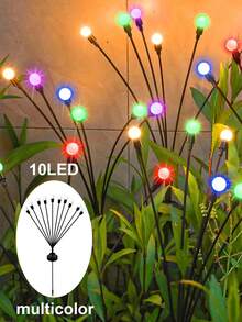 太阳能花园灯 - 全新升级太阳能摇曳灯，6/8/10LED 风摇灯，太阳能户外灯，庭院露台小路装饰，高柔韧性铁丝和重型灯泡底座，暖白色