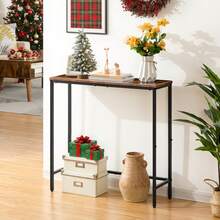 HOOBRO Console Table, Slim Console Table For Hallway, Metal Frame, Compact Display Table, Sofa Table For Small Spaces, Entryway, Living Room, Sturdy - Brown - View 1
