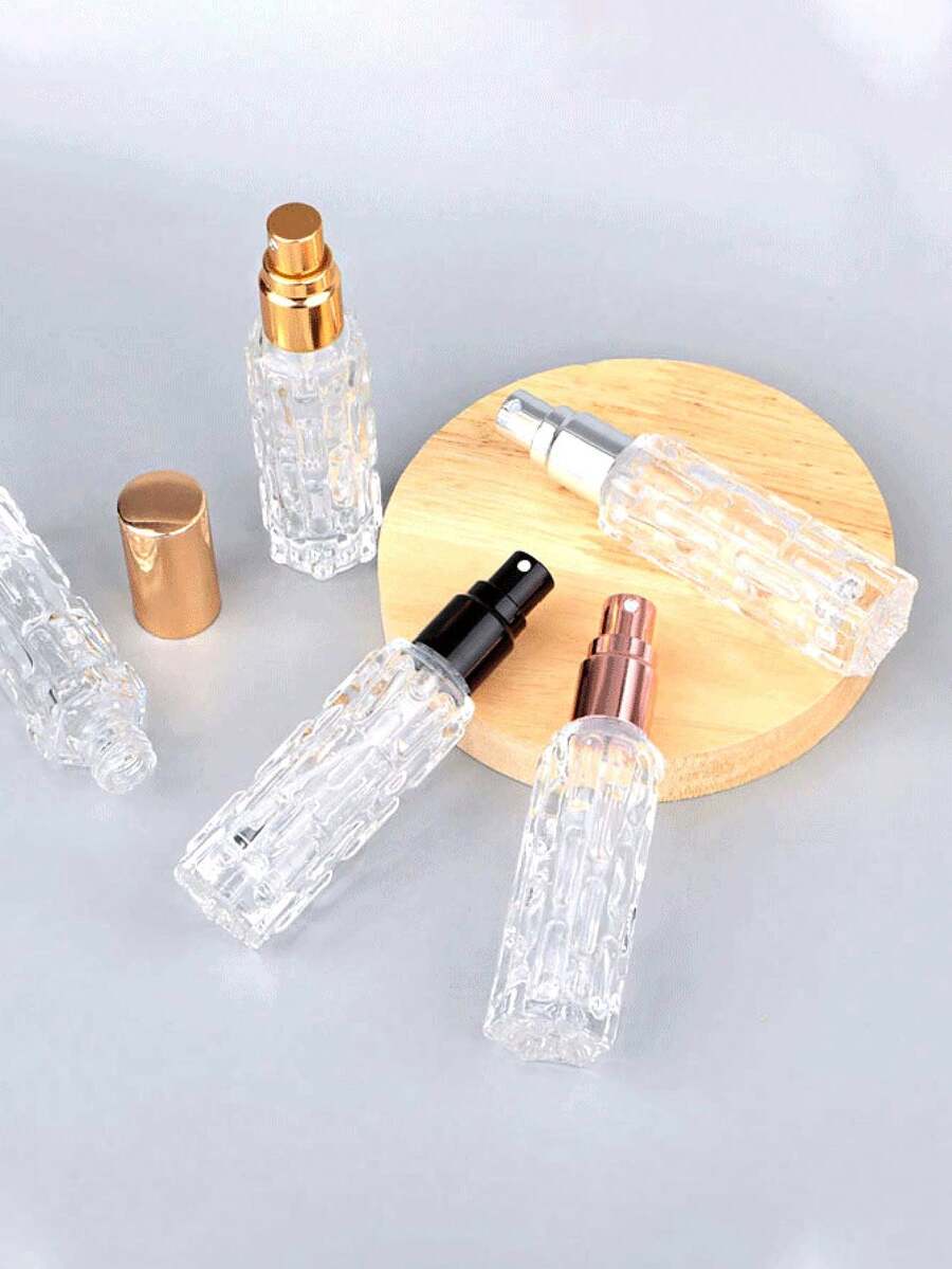 4个/6个便携式DIY化妆品收纳瓶,10毫升优雅可重复灌装透明旅行香水瓶 - 艺术瓶盖,非常适合存放爽肤水,随时随地享受美容护理,完美的旅行配件 - 彩色 - 查看 1