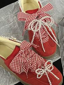 1 Pair Ins Wave Edge Checkered Shoelaces, Suitable For Sport Shoes/Racing Shoes, Bag Decoration, Hair Accessories - Multicolor - View 4