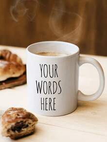 1pc Customized Mug, Coffee Cup, Personalized Mug With Customizable Name Or Text, White Ceramic Mug, Personalized Coffee Cup With Customizable Letters And Name - Customized Design