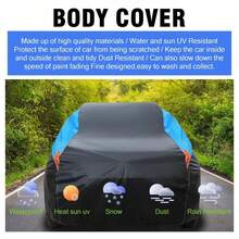 All-Weather Waterproof & Windproof Full Car Cover, Suitable For Most Weather Conditions, Outdoor Full Coverage Protection Against Rain, UV, Scratch & Wind (Black & Blue, Fit For SUV) - Black - View 4